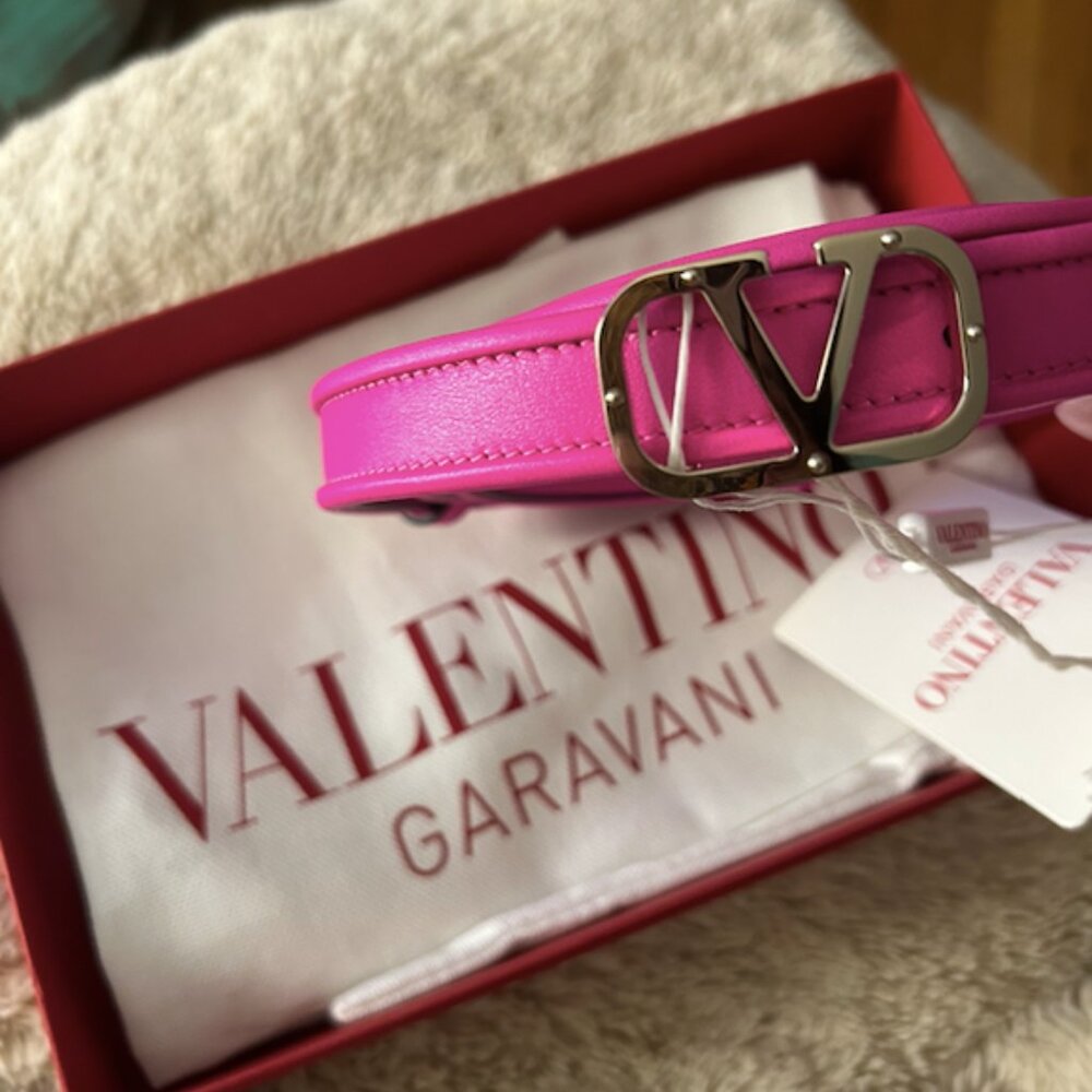 Valentino Garavani Fuschia Leather Belt